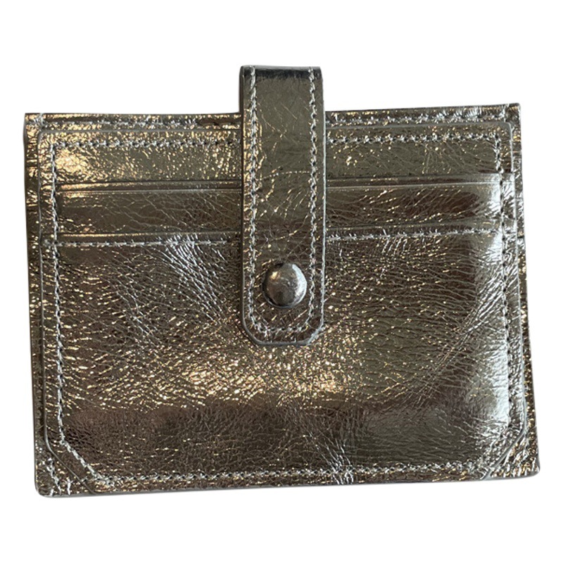 Silver Card Holder women's thin small genuine leather high-end 2023 new cowhide card holder anti-degaussing high-end card