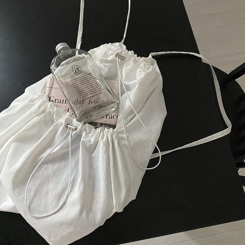 Picture of South Korea casual nylon large capacity student backpack simple Joker drawstring solid color canvas backpack wholesale