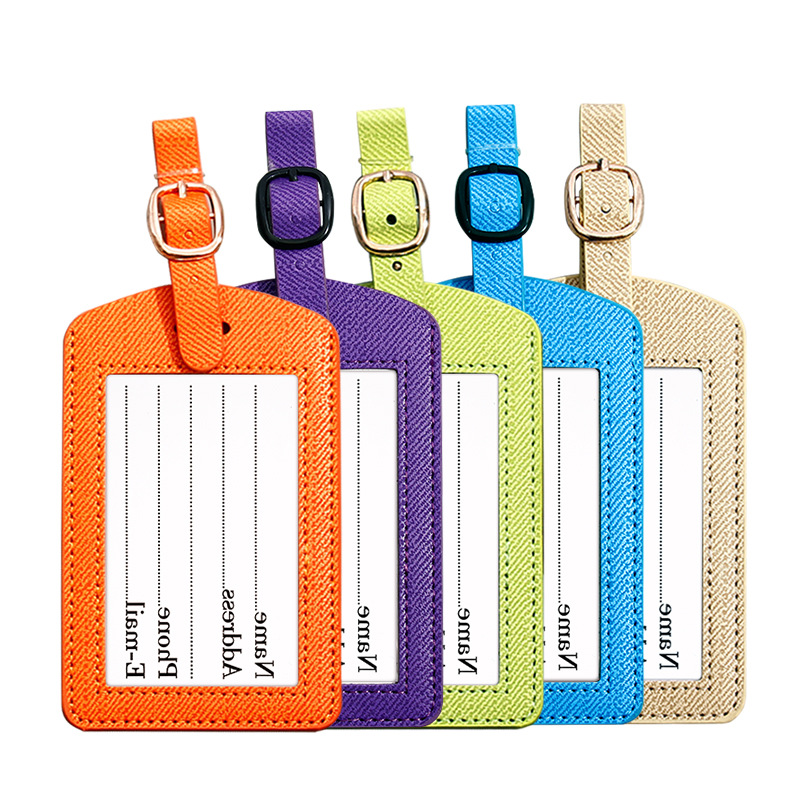 Picture of Simple Thickened PU Luggage Tag Aircraft Boarding Card Creative Suitcase Tag Check-in Luggage Tag Plus Printing