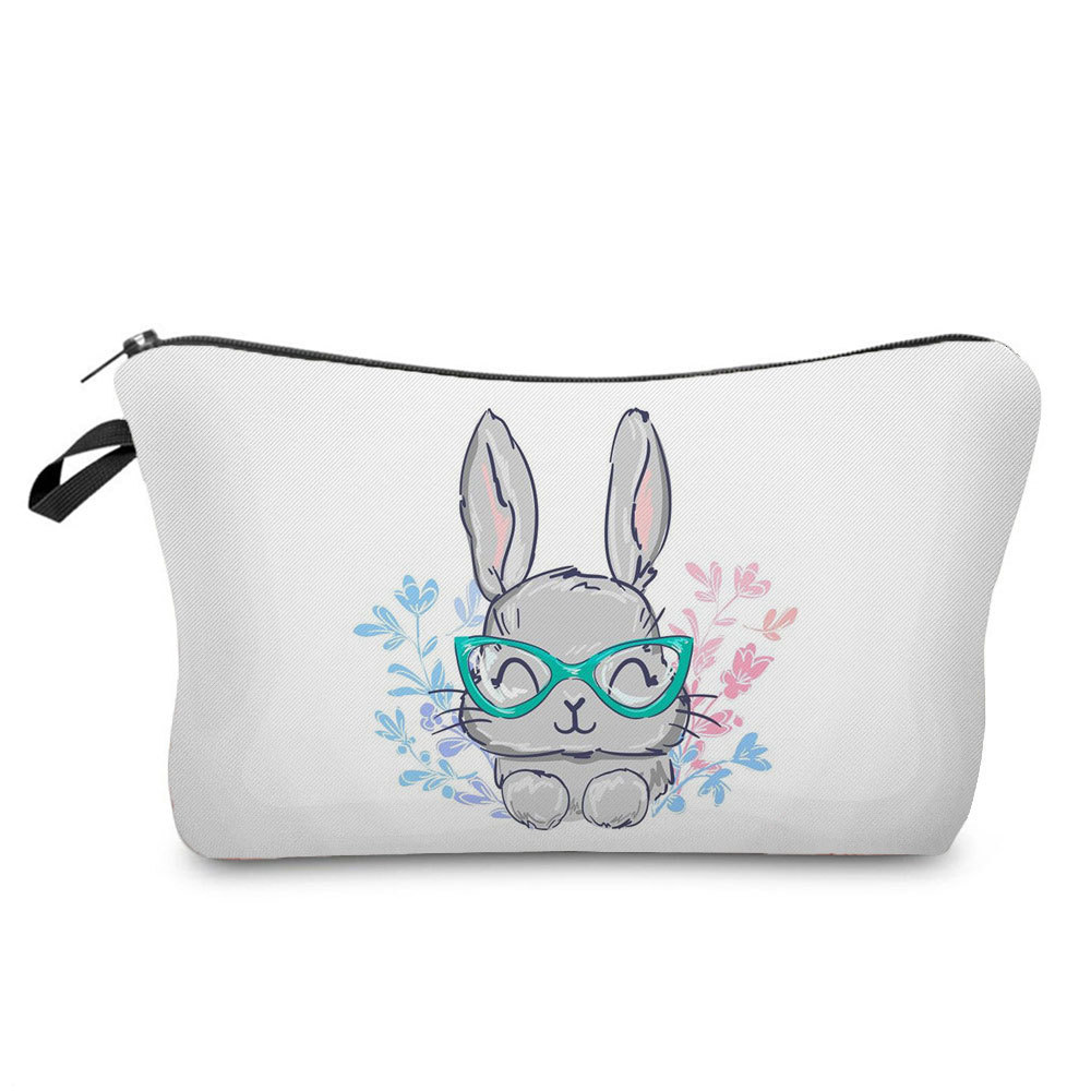 Picture of Trendy cartoon new rabbit printed cosmetic bag fashionable cute drop-resistant storage bag large capacity wash bag