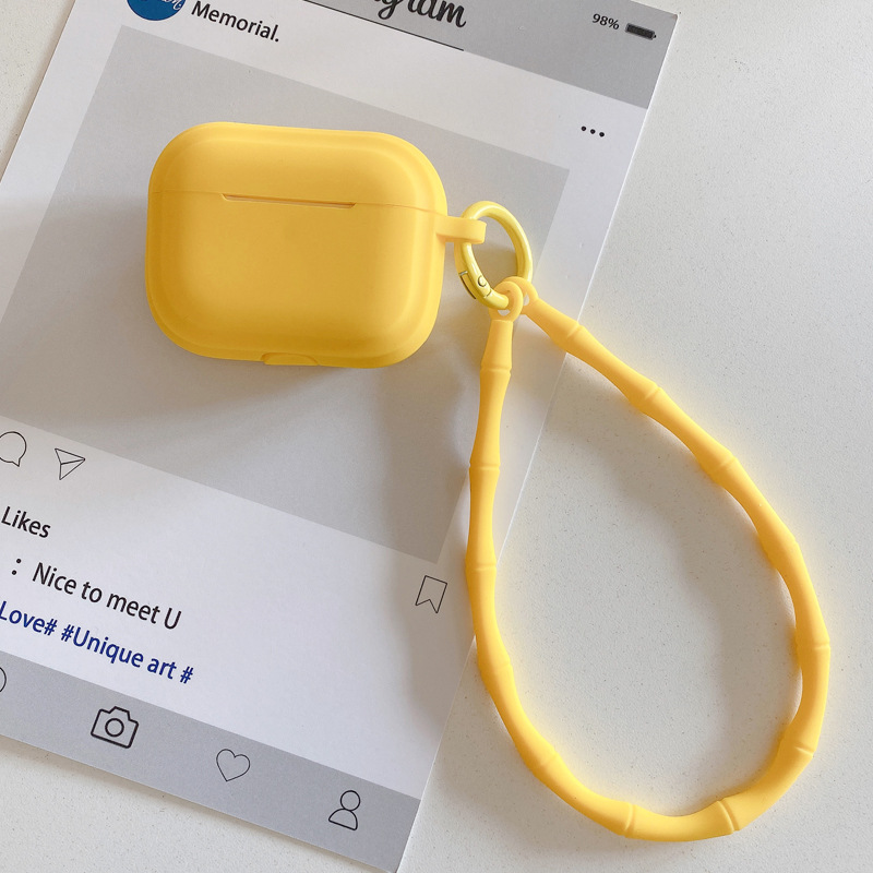 Picture of Simple Pure Color Belt Pendant Suitable for Airpods4 Protective Case Apple 1/2 Silicone Headphone Case with Lanyard Source