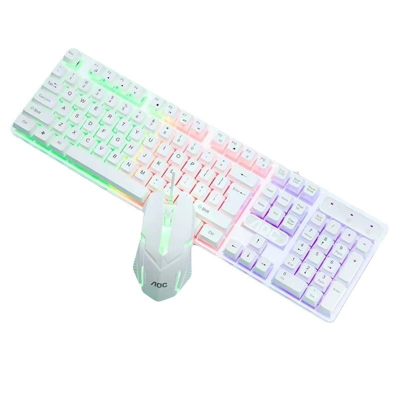 Picture of TPV AOC KM100 Wired USB Colorful Luminous Keyboard Mouse suit Mechanical Feel Suspension Key Cap suit