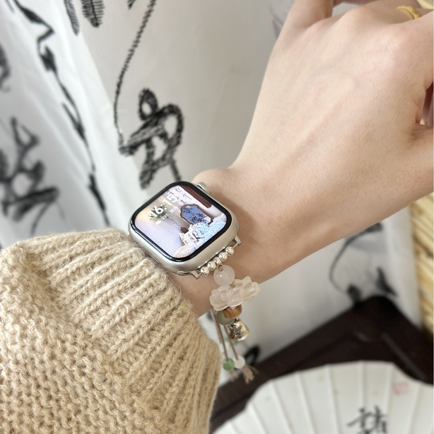 Picture of New Chinese Lotus Pearl Braided Rope Iwatch Strap for S9 Apple Strap applewatch7865se