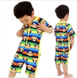 Picture of Boys and Girls sun protection swimsuit baby swimsuit monkey pattern export children's one-piece swimsuit wholesale