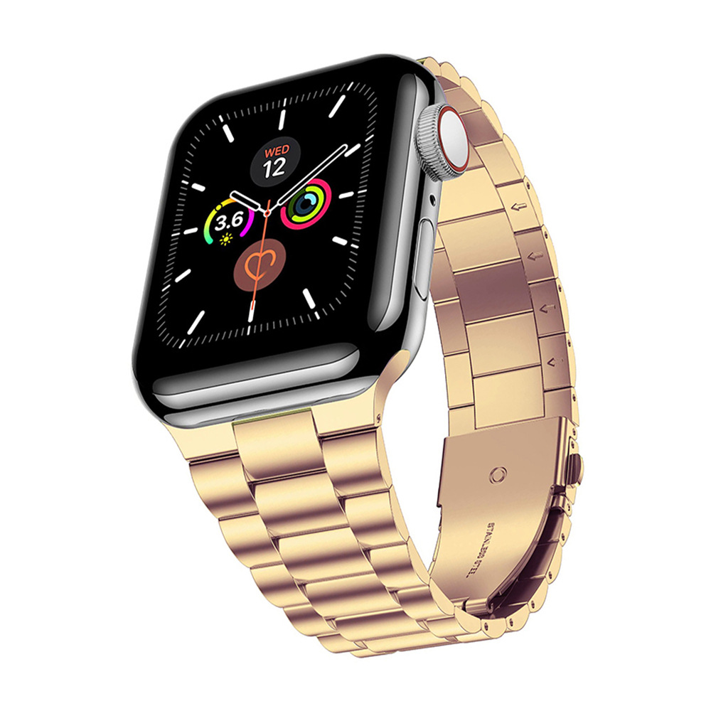 Picture of Suitable for Apple Watch S10 Stainless Steel Thin Metal Three-Bead Integrated Strap