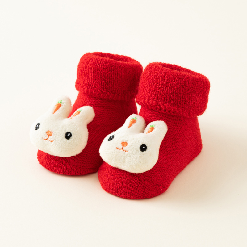 Picture of Newborn baby baby terry socks autumn and winter thick non-slip Christmas socks toddler red floor socks wholesale