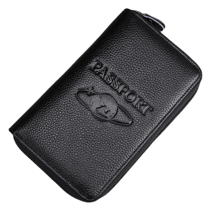 Multi-functional leather passport book leather case for overseas travel passport holder RFID large capacity document card holder ticket holder
