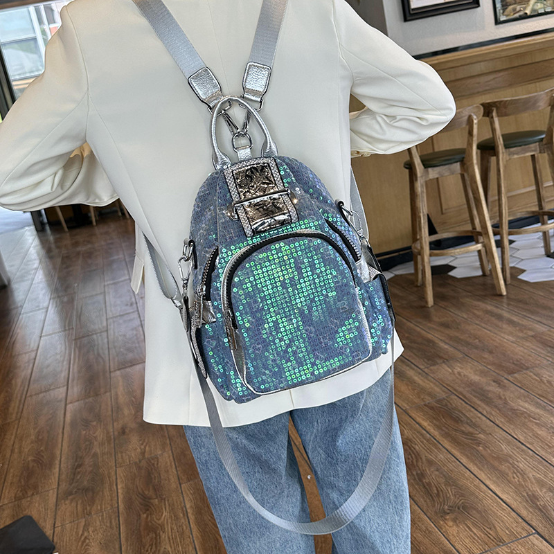 Picture of Western Sequined Fashion Backpack for Women 2025 New Style Versatile Backpack Niche Multi-Purpose Wideband Crossbody Bag Trendy