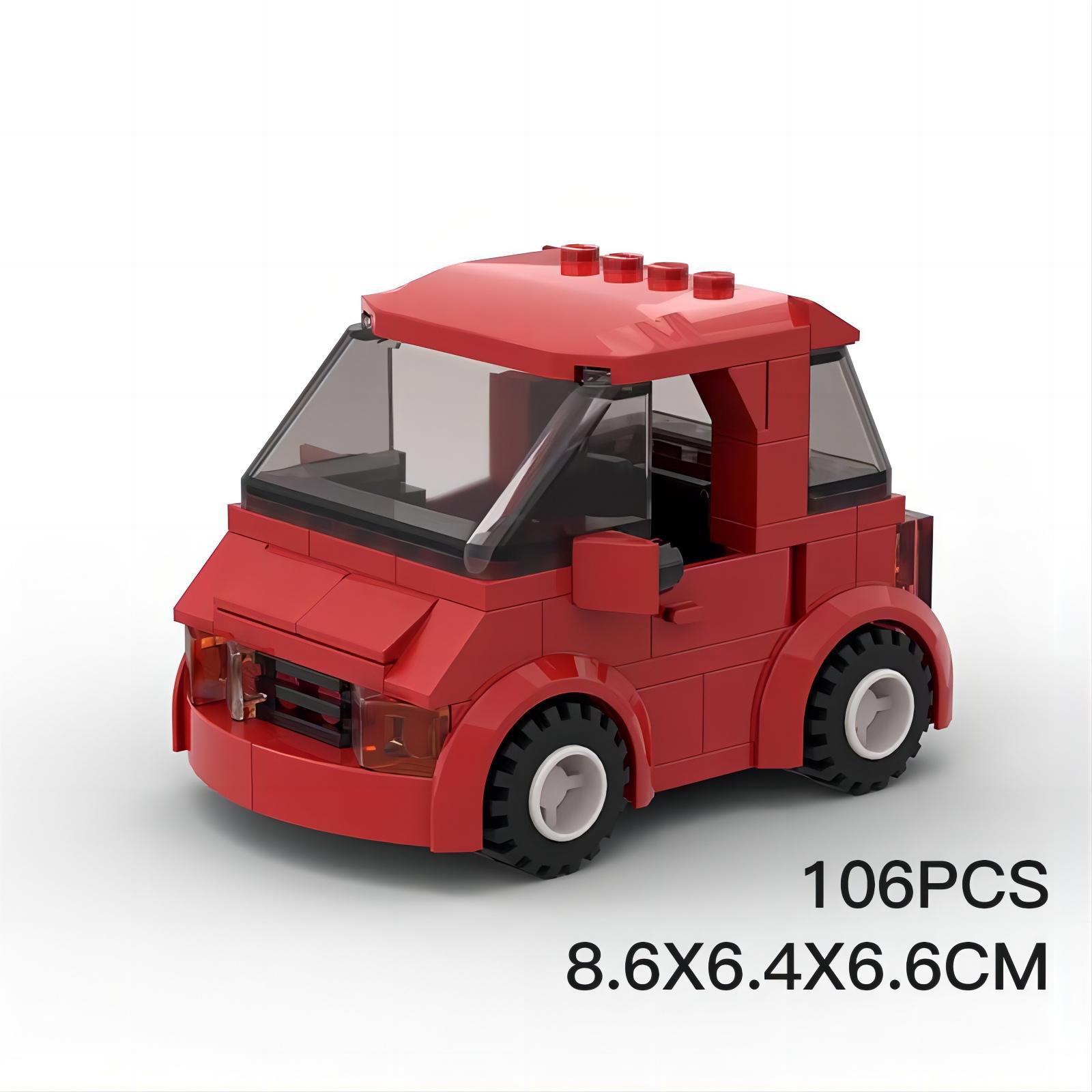 Picture of Red super cute small car MOC compatible with Lego building blocks domestic small particles suit car creative assembling gift