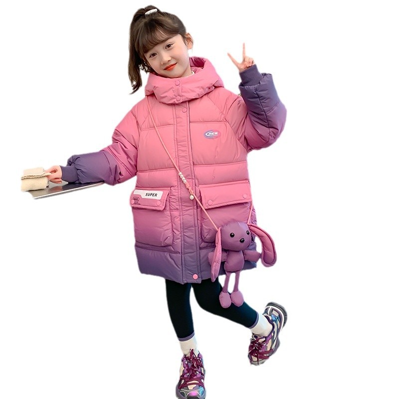 Picture of Girl's Down Jacket 2024 Autumn and Winter New Children's 90 White Duck Down Thickened Jacket Girl's Winter Mid-length Top