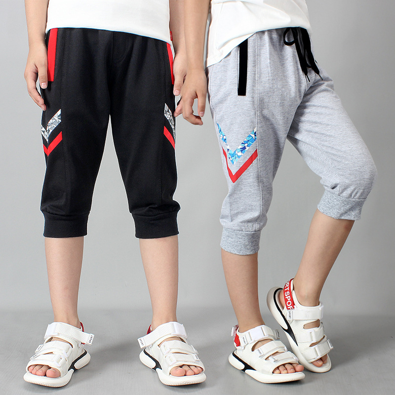 Picture of European point children's clothing summer Korean style new boys sports cropped pants large children's cotton casual pants children's pants
