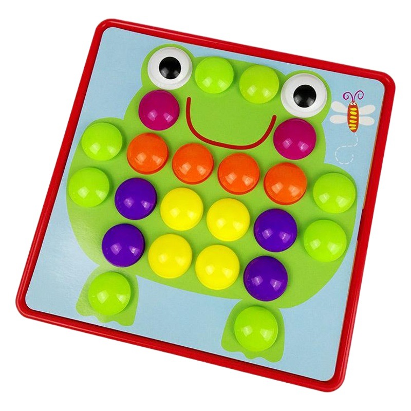 Large-grain button jigsaw puzzle mushroom nail originated from American early childhood Children's Enlightenment puzzle color matching combination toy