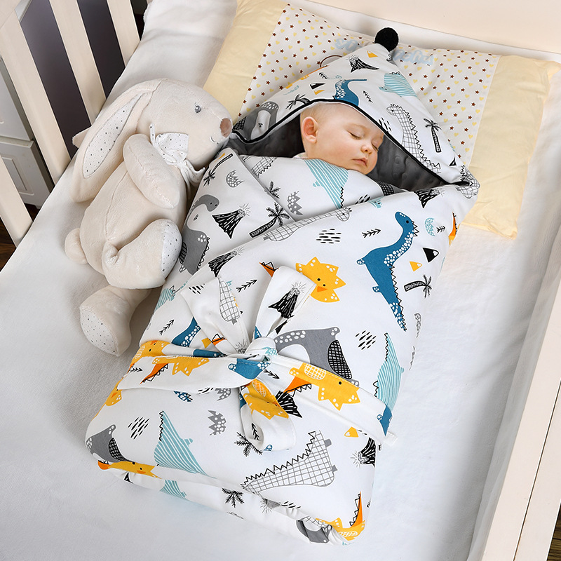 Factory direct sale baby hugging quilt autumn and winter thickened peas velvet newborn anti-startle swaddling bag anti-startle