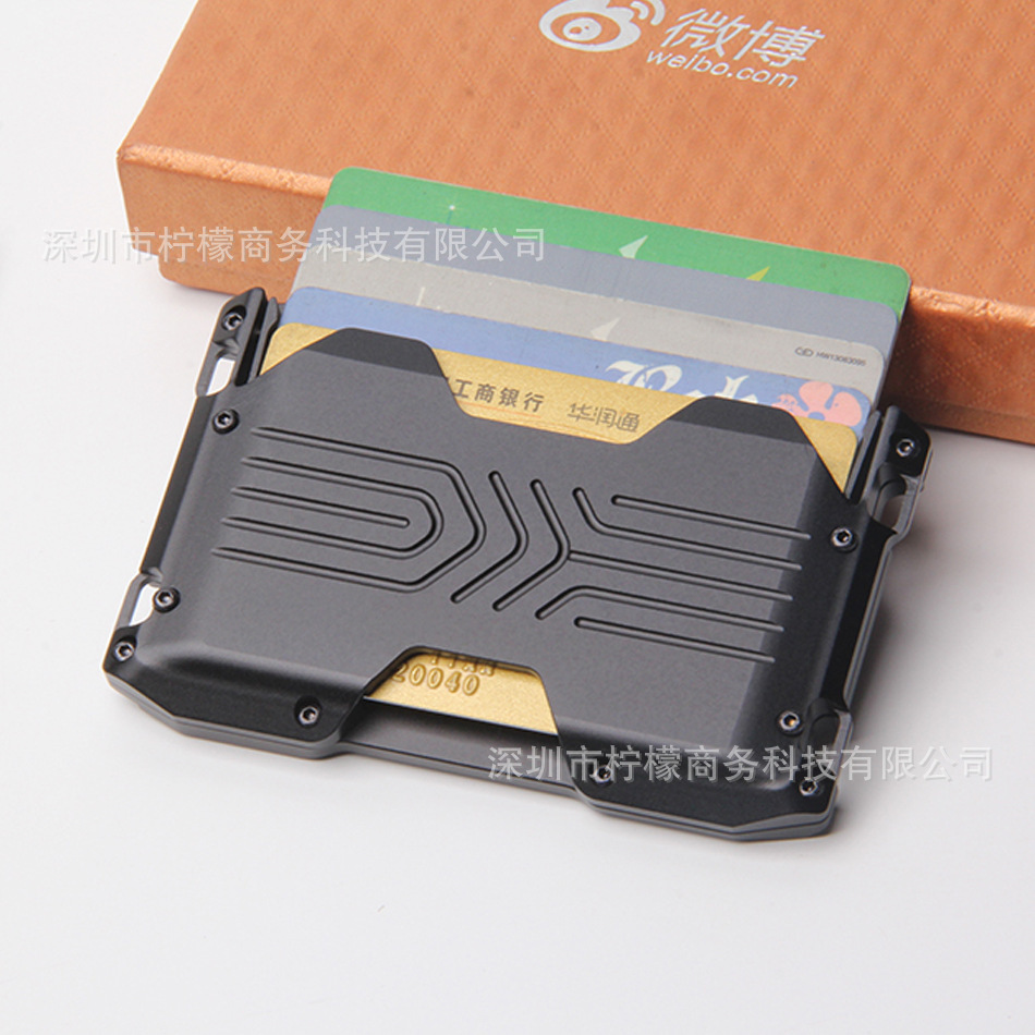 Picture of Factory direct cross-border new EDC card case anti-theft brush metal card case card set men's RFID wallet coin key