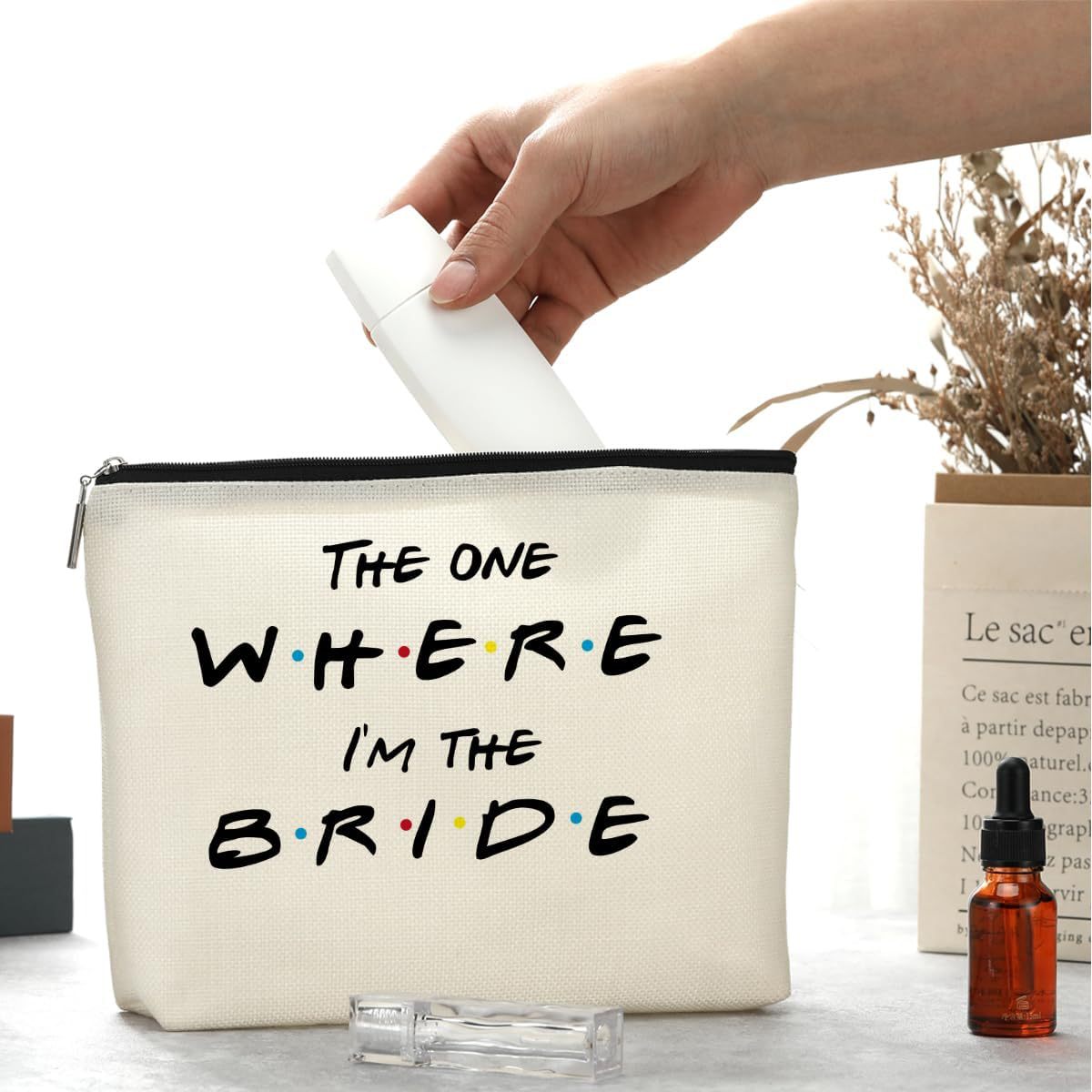 Picture of Amazon cross-border AliExpress the one where I'm the bride white canvas cosmetic bag