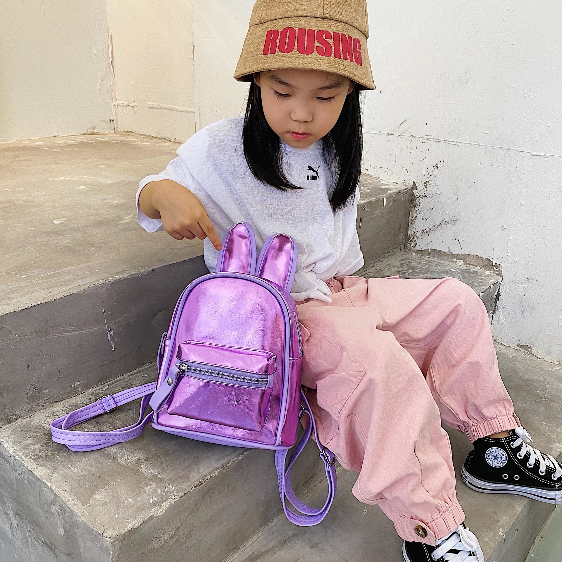 Picture of Children's Schoolbag Rabbit Ears Backpack Girls Baby Cute Cartoon Fashion Princess Bag Small Schoolbag