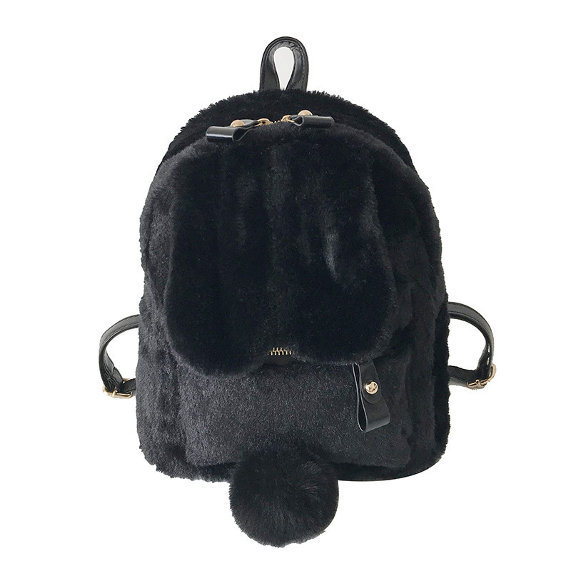 Picture of Cross-Border Rabbit Ears Lamb Hair Backpack Rabbit Bag New Solid Color Plush Backpack Cartoon Cute Backpack