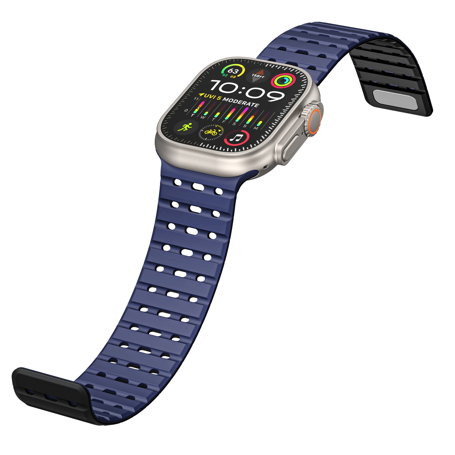 Picture of For Apple Watch Magnetic Suction Silicone Loop Strap appleiwatchs10 Generation Perforated Breathable Wholesale for Men and Women