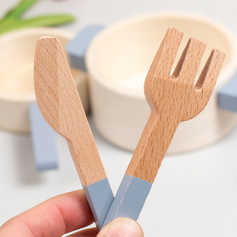 Picture of Children's simulation kitchen toys wholesale wooden kitchen utensils pot girls play house baby cooking toys