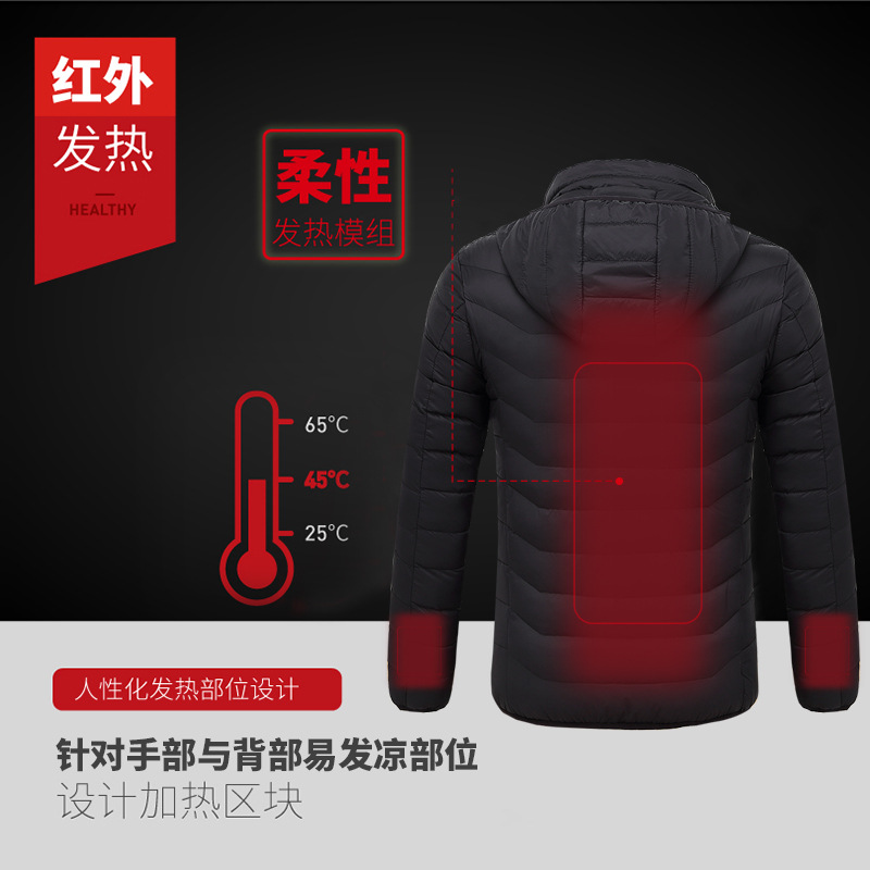Picture of Cross-border new men's smart heating cotton-padded clothes USB charging couples down warm heating jacket cotton-padded jacket