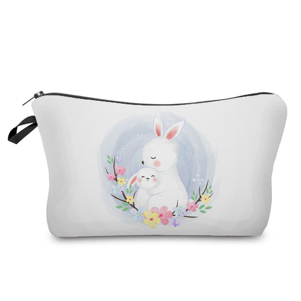 Picture of Trendy cartoon new rabbit printed cosmetic bag fashionable cute drop-resistant storage bag large capacity wash bag