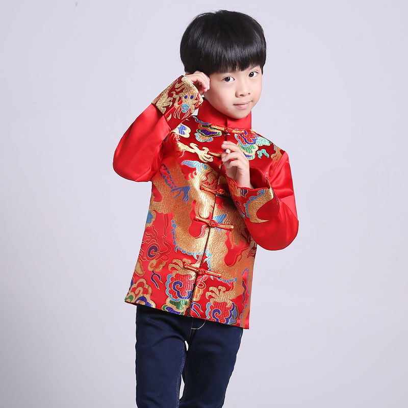 Picture of Children's Tang Suit Boy's Chinese Style Dress Boy's Festival Chinese Style Performance Dress Flower Girl's Small Host Traditional Top
