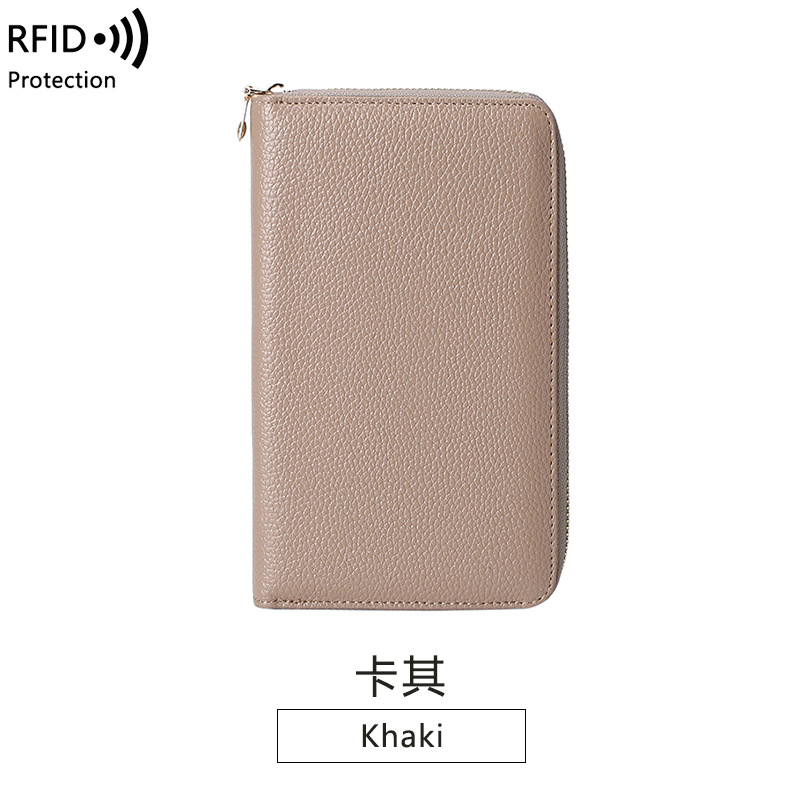Picture of Wallet leather new RFID litchi pattern long Passbook bag multi-functional ID bag large capacity clutch