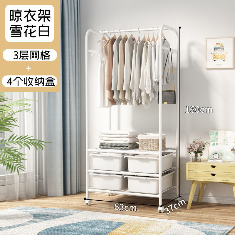 Picture of Hanger Household Hanger Floor-Standing Bedroom Doesn' Space Clothes Bag Storage Rack Multi-Functional Corner Coat Rack