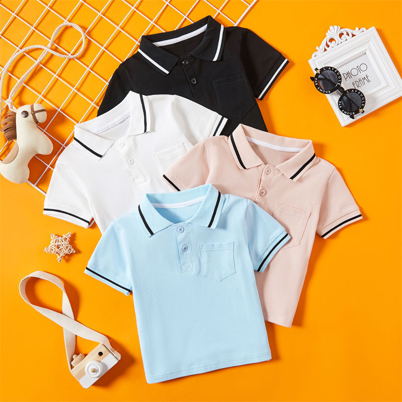 T001-black POLO short sleeve collar simple fashion comfortable Joker summer