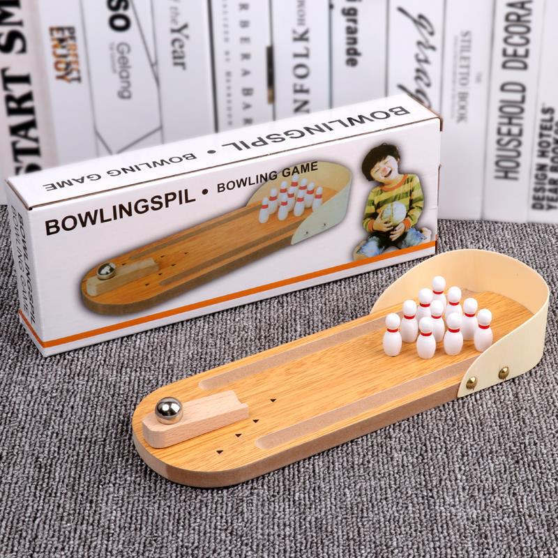 Picture of Wooden Mini Bowling Parent-Child Interactive Desktop Game Indoor Game Ball Boys Girls Children Toy Gift