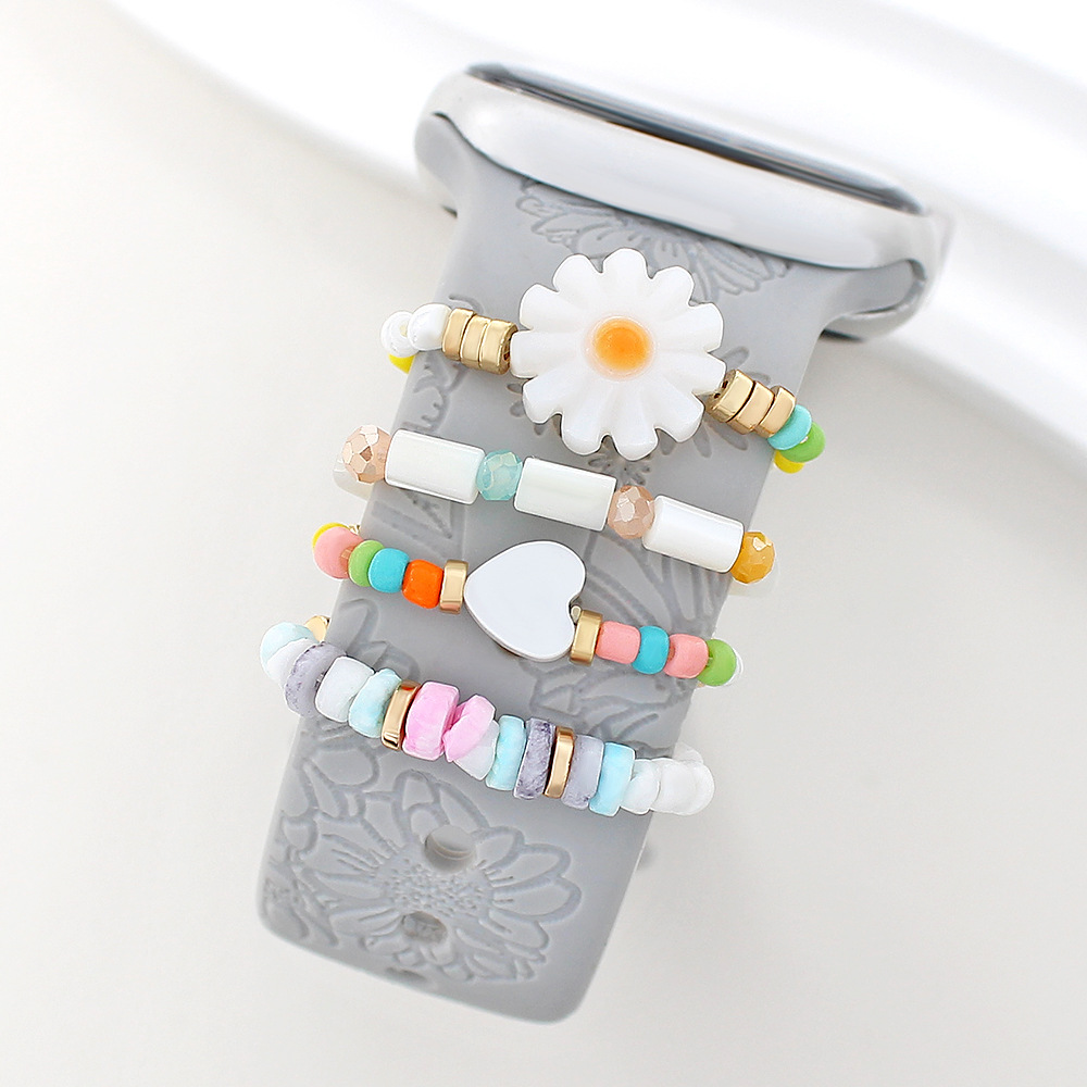 Picture of For Apple Watch Watch Watch Universal Silicone Strap Flower Shell Beads