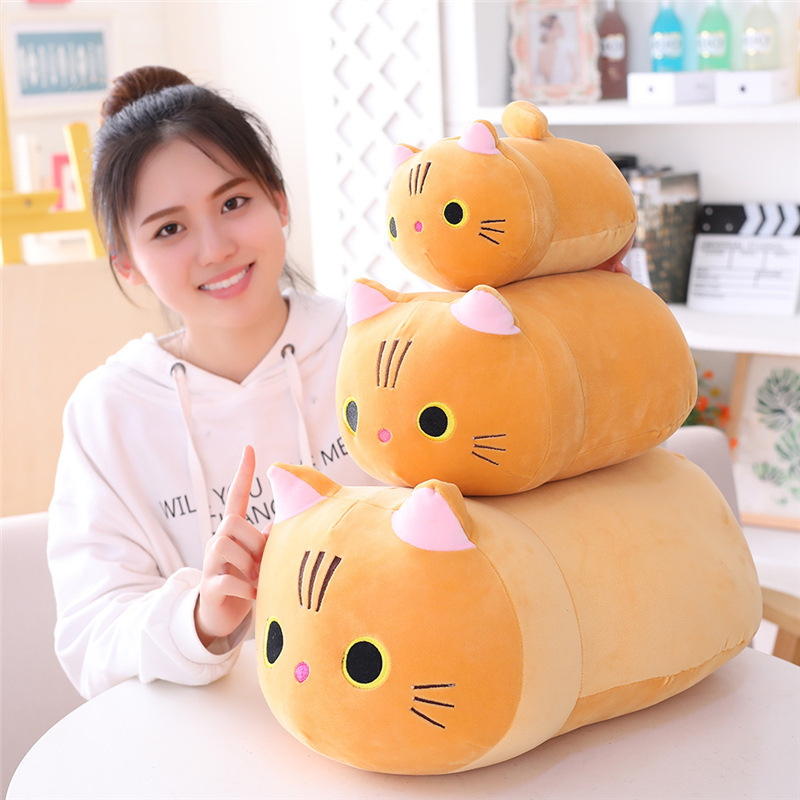 Picture of Soft Animal Pillow, Cute Cat Cylindrical Long Pillow, Bedside Single and Double Pillow, Nap Pillow, Office Cushion