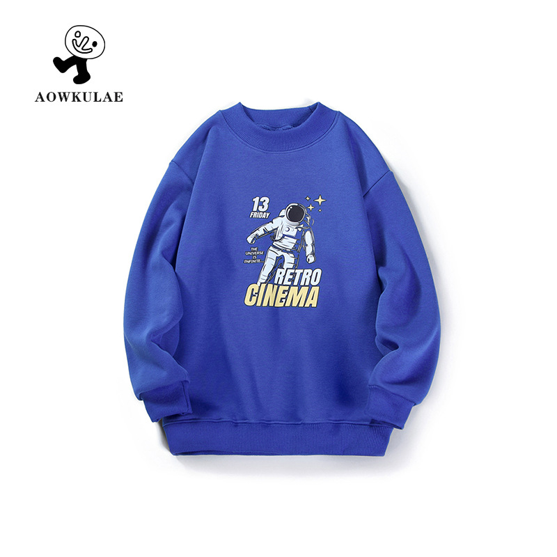 Picture of Autumn and Winter Korean Style New Kidsren's Velvet Sweatshirt, Medium and Large Kidsren's High Collar One-Piece Velvet Sweatshirt, Boys' Thickeneded Sweatshirt