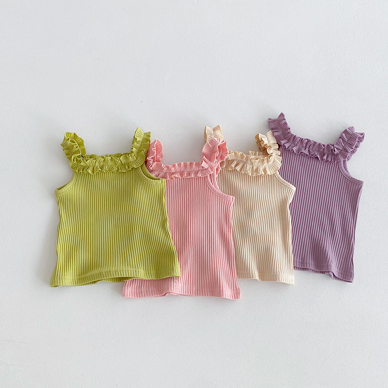 2025 New Summer Girls Camisole Thin Section Baby Girl Lace Suspender Top Sleeveless t Fashionable and Versatile