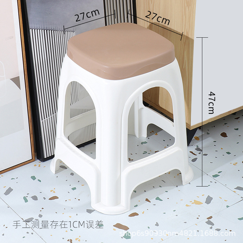 Picture of Thickened plastic stool household chair square stool plastic adult bench simple high stool stackable stool wholesale