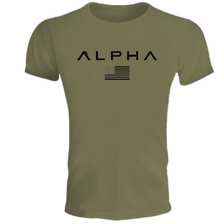 Picture of Muscle Fitness European and American Summer Round Neck Sports T-shirt Men's Short Sleeve Fitness Running Training Clothing alpha Short Sleeve