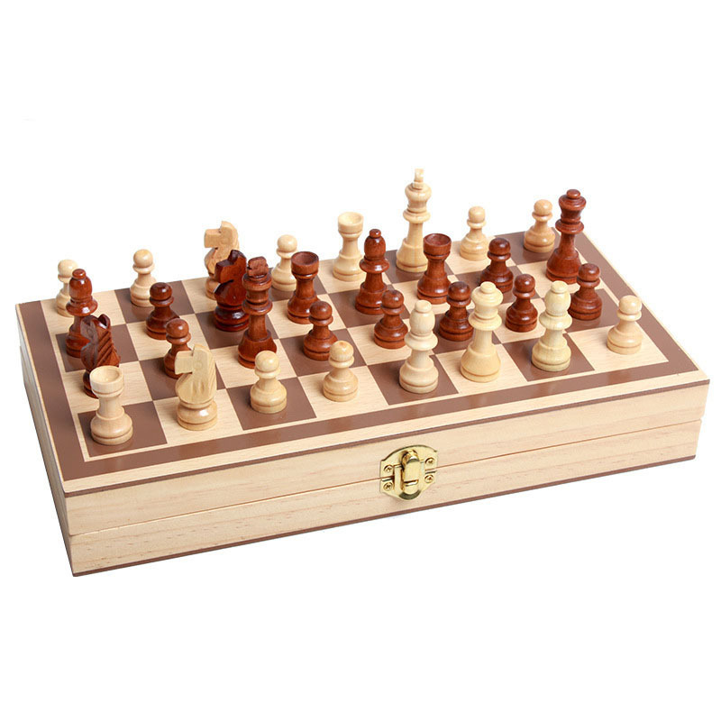 Picture of Wooden Magnetic Chess Children Magnetic Solid Wood Portable Chess Wooden Folding Chess Junior Students