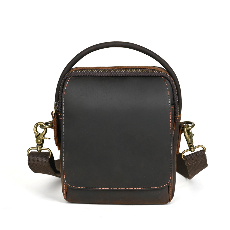 Picture of One-Shoulder Retro Crossbody Bag First-Layer Cowhide Genuine Leather Men's Cross-Body Chest Bag