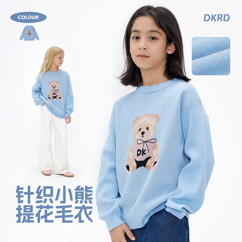 Picture of DK Children's Wear 2024 Autumn and Winter Bear Boys and Girls Crewneck Sweater Korean Casual Knitwear Top
