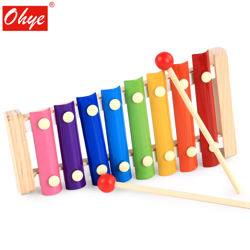 Picture of Children's wooden eight-tone accordion early education educational exercise hand-eye coordination small xylophone tapping instrument toys wholesale