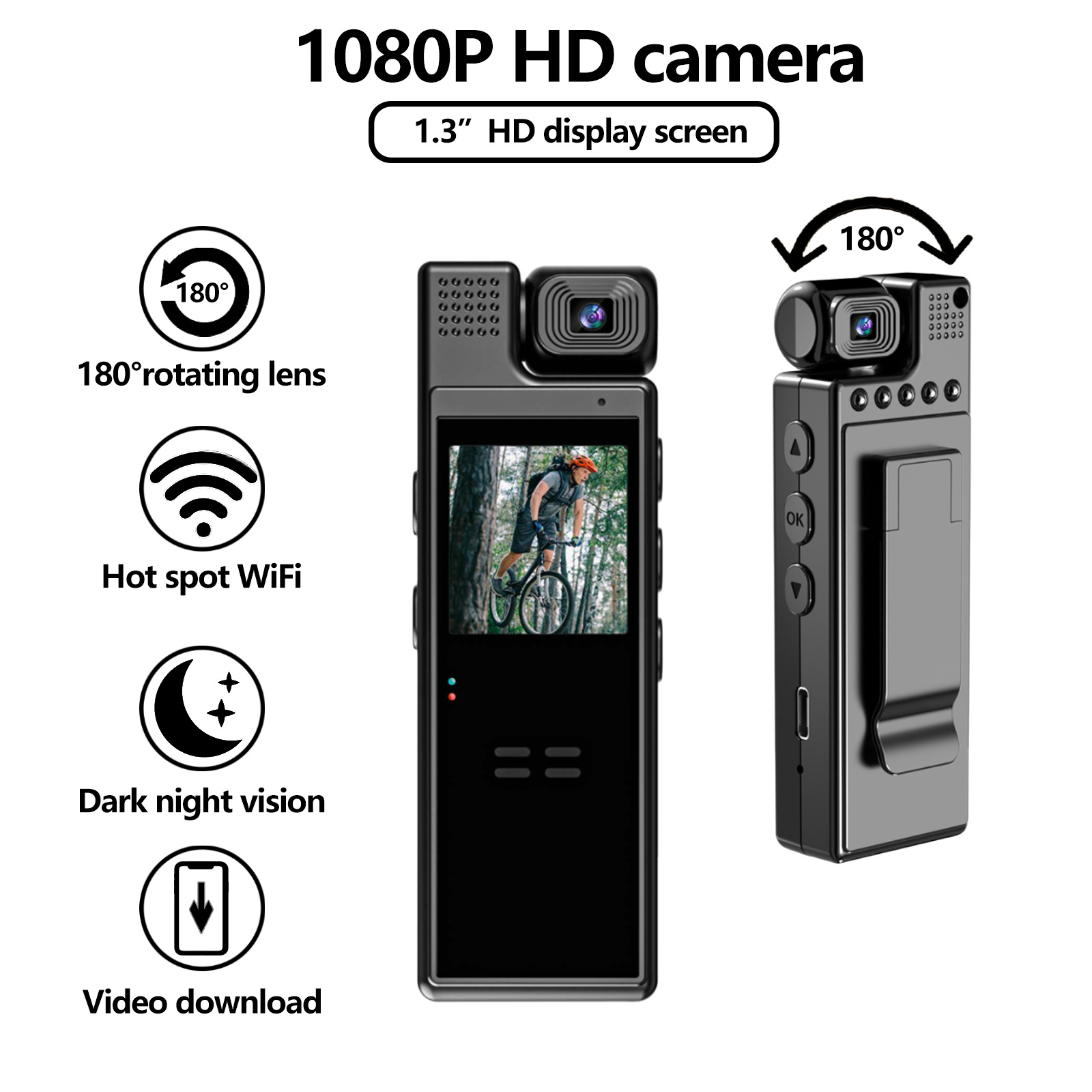 Picture of HD 1.3 inch screen lens rotating camera campus camera WIFI portable record outdoor DV camera