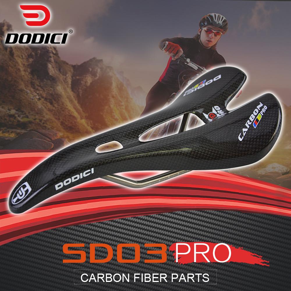 Picture of DODICI carbon fiber curved hollow cushion titanium bow round bow saddle 3K bright mountain road bike saddle