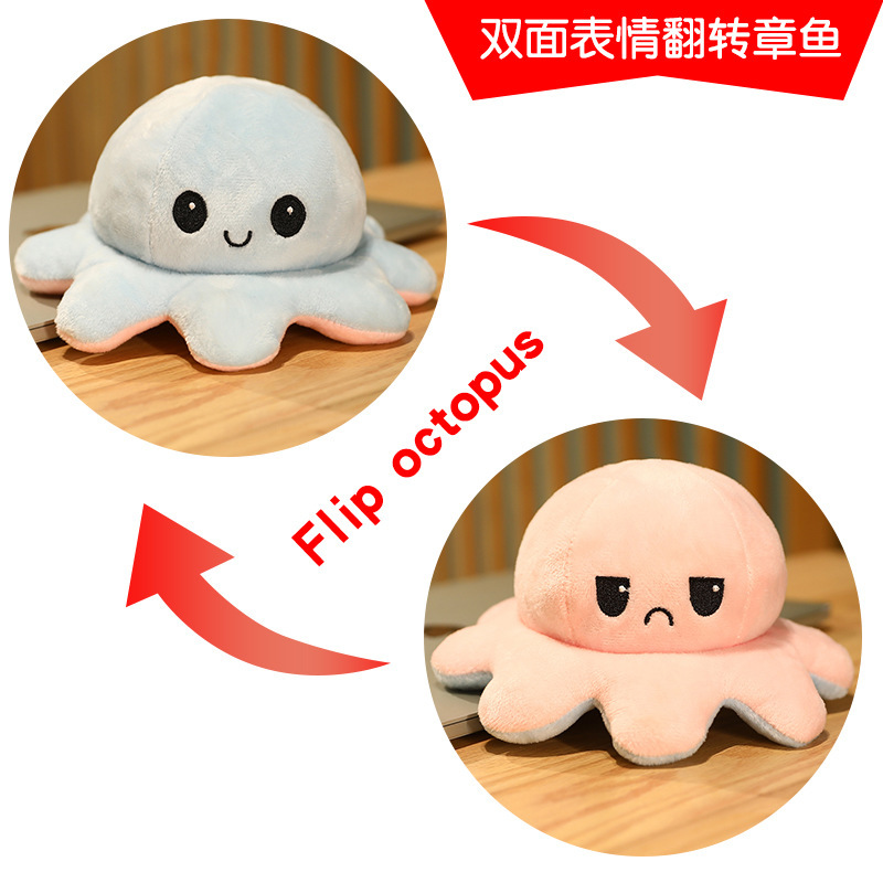 Picture of Flip Small Octopus Doll Double-sided Flip Doll Children Octopus Plush Toy Expression Face-changing Octopus Doll