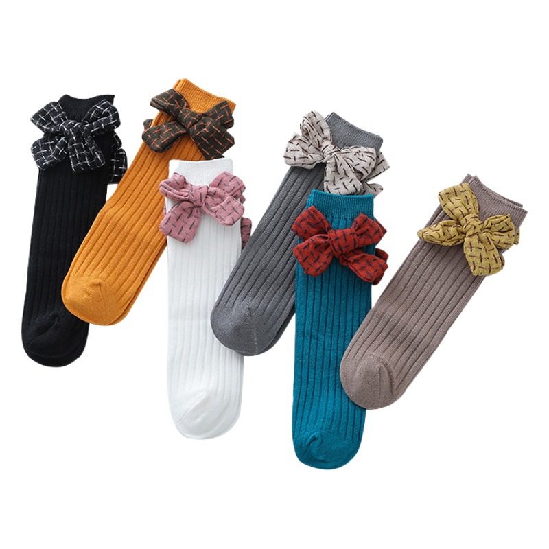 Girls' socks wholesale Korean fashion Children's mid-calf length socks bow baby Princess socks spring and autumn baby stockings