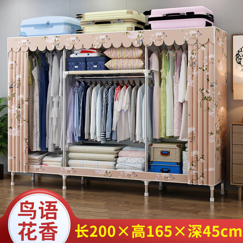 Picture of 2025 New Steel Pipe Fabric Wardrobe Simple Assembly Wardrobe Home Bedroom Cabinet Rental Single Wardrobe