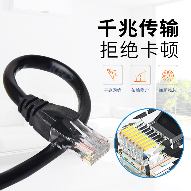 Picture of Category 6 Network Cable Gigabit Twisted Pair CAT6 Computer Broadband Router Monitoring Super Category 6 1 m Finished Network Jumper