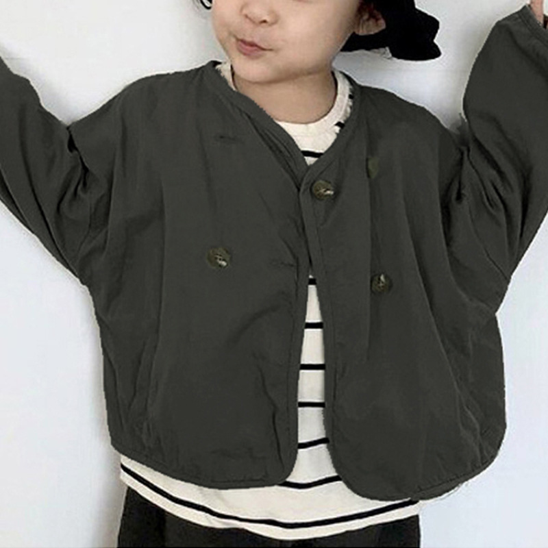 Picture of Children's Spring New Style Coat Trendy Coat for Boys and Girls Japanese and Korean Style Loose Washed Retro Cardigan Outer Jacket 2