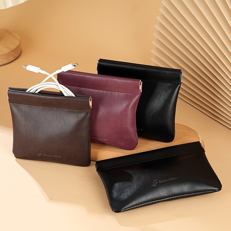 Picture of shrapnel cosmetic bag solid color portable mouth red envelope storage bag small portable mini bag small bag automatic closing