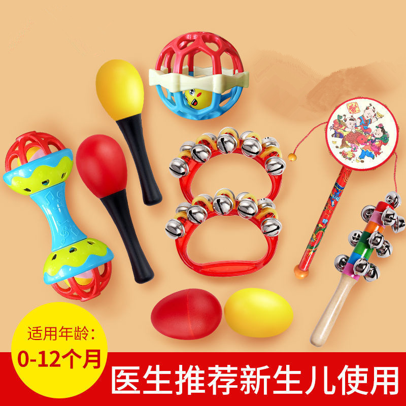 Newborn Baby Small Sand Hammer Hand Rattle Red Ball Baby Hand Grip Listening Visual Training Red Toy Small Rattle