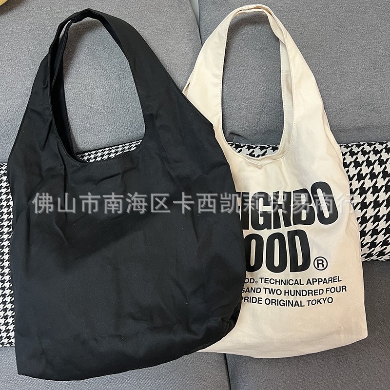 Picture of Cross-border Japanese 2025 Trendy NBHD Letter Printing Tote Shoulder Canvas Bag Hand Satchel